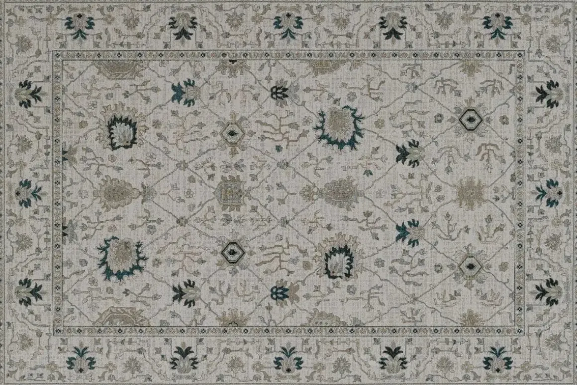 Gatsby Regent Rug In Ivory & Green, 5’ X 7’