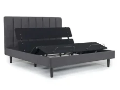 Gavin Upholstered Adjustable Foundation Bed In Charcoal, Full
