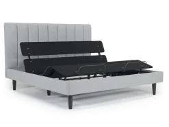 Gavin Upholstered Adjustable Foundation Bed In Charcoal, Full