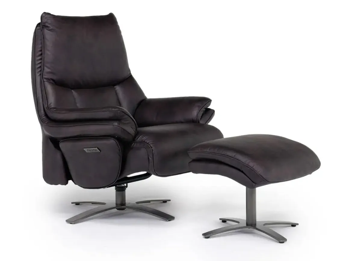 Geneva Chair & Ottoman In Wales Basalt