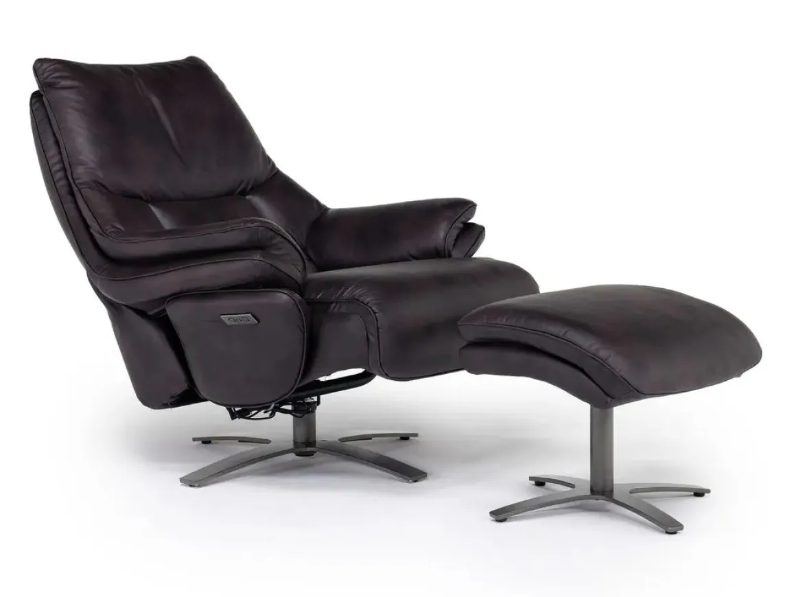 Geneva Chair & Ottoman In Wales Basalt