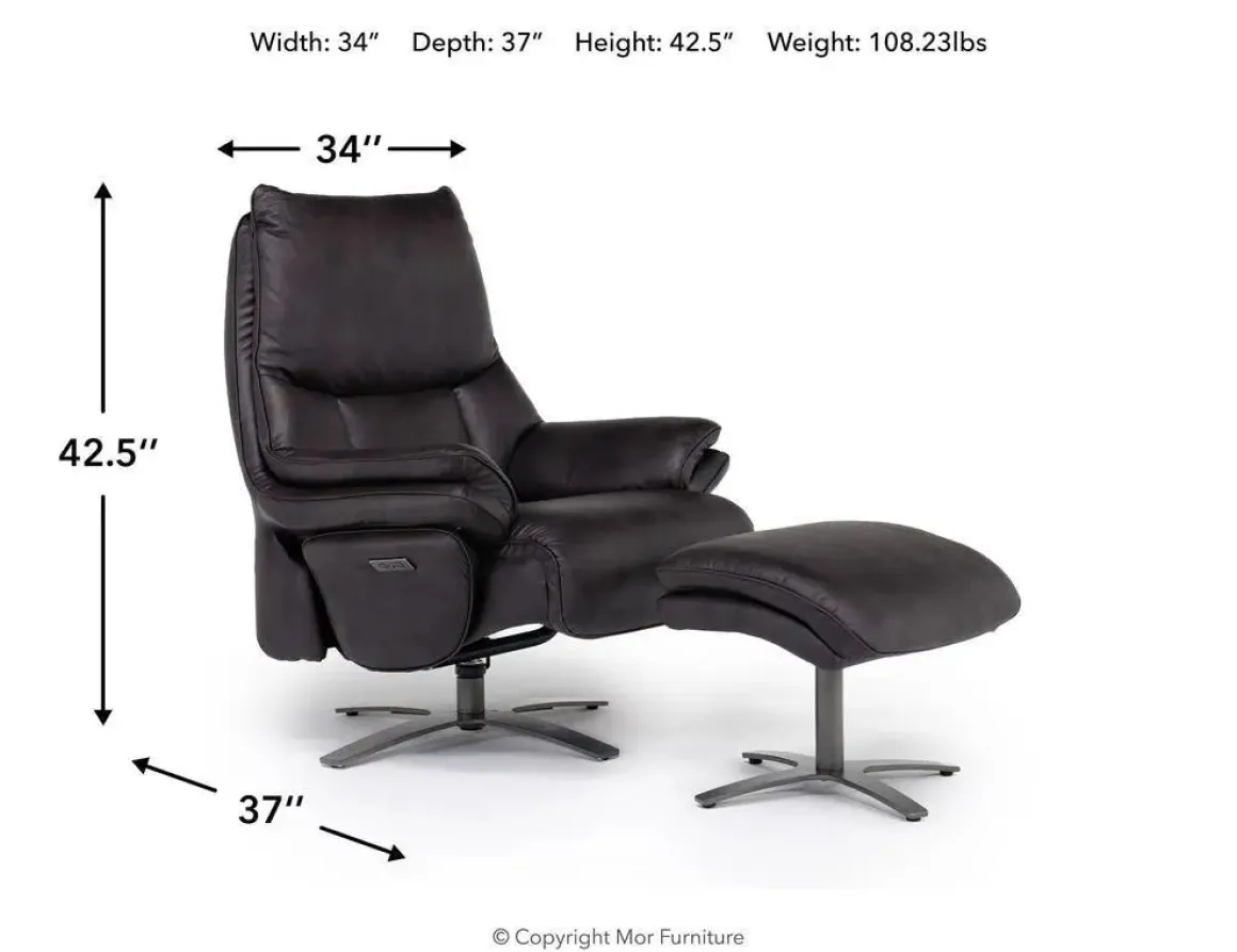 Geneva Chair & Ottoman In Wales Basalt