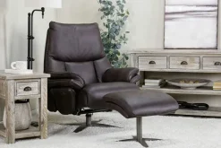 Geneva Chair & Ottoman In Wales Basalt