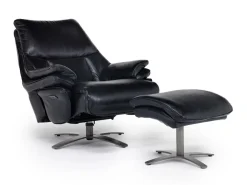 Geneva Chair & Ottoman In Wales Basalt