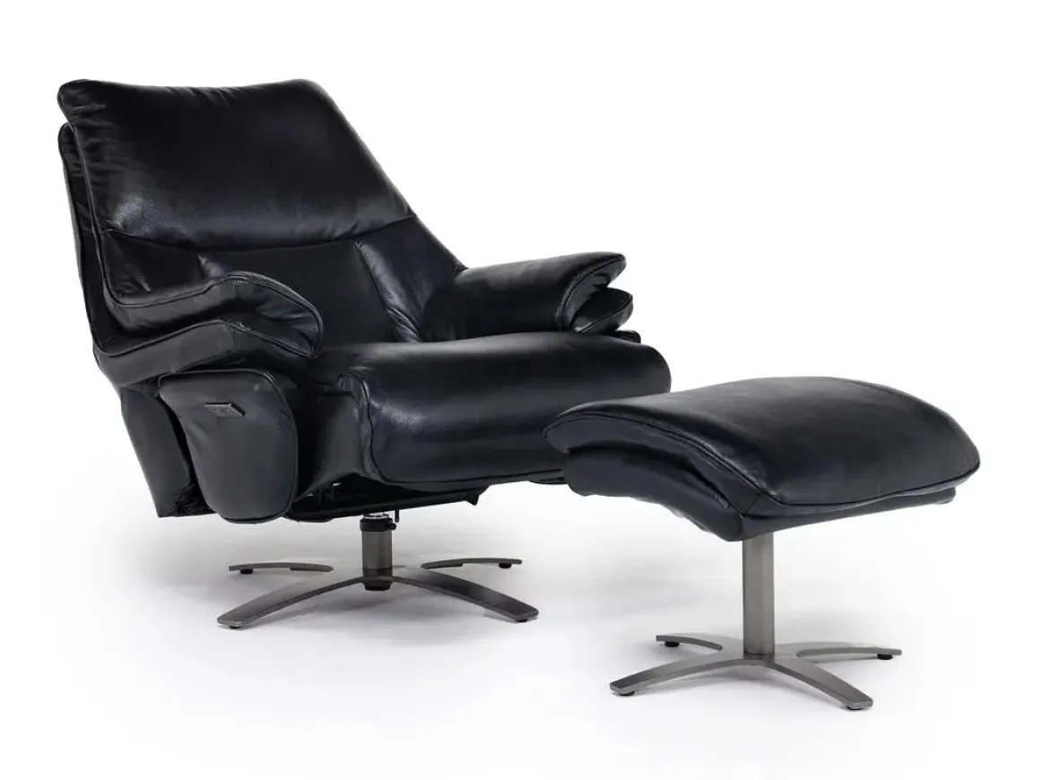 Geneva Chair & Ottoman In Wales Basalt