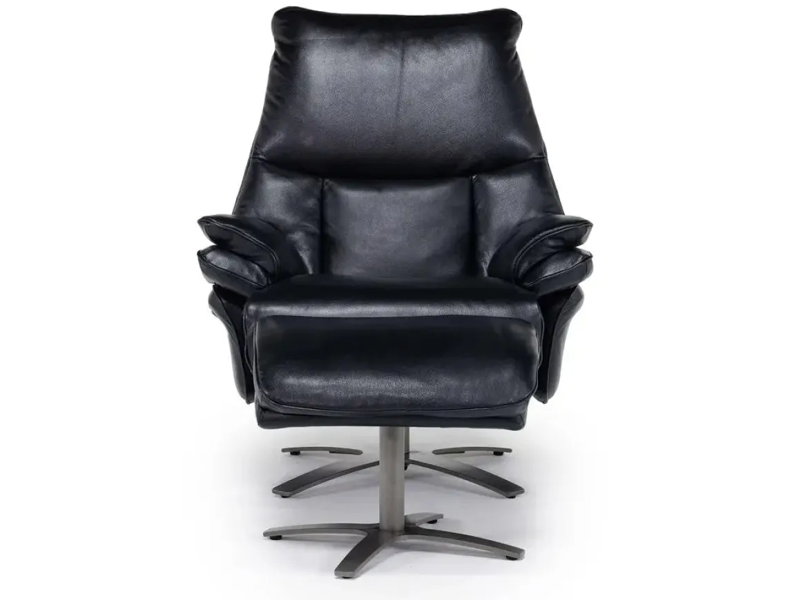 Geneva Chair & Ottoman In Wales Basalt