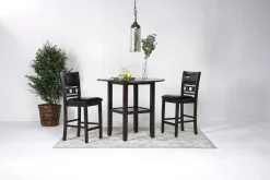 Gia Counter Height Extendable Round Dining Table & 2 Stools In Gray