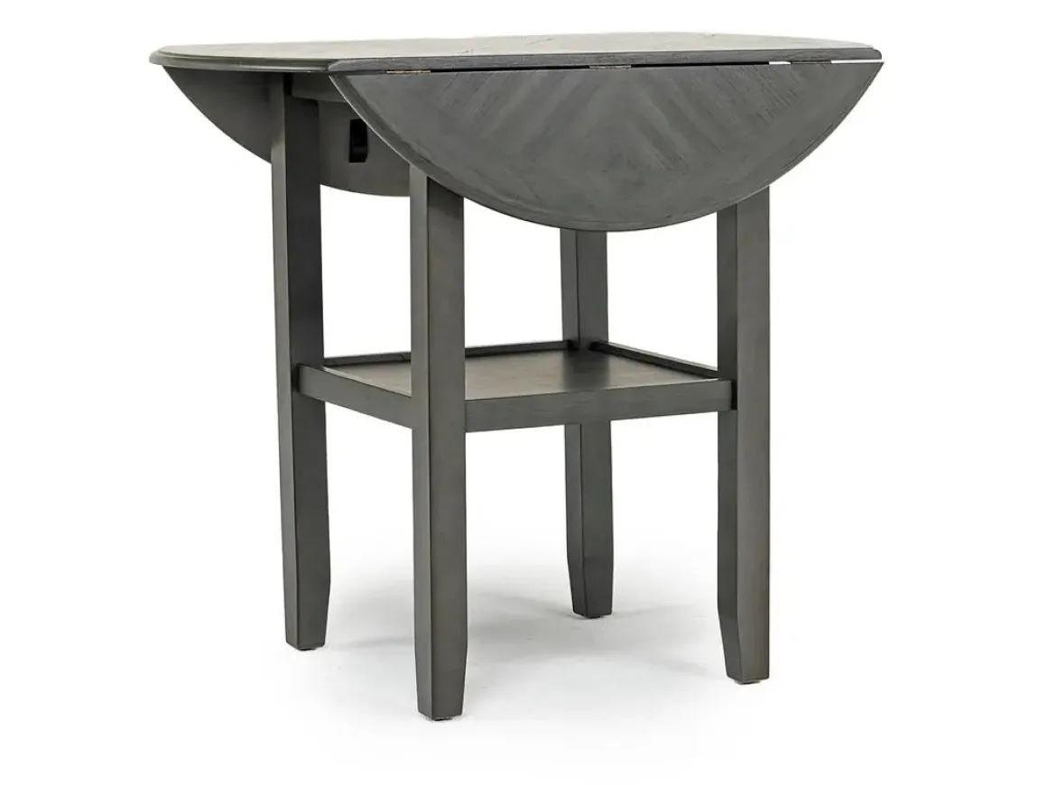 Gia Counter Height Extendable Round Dining Table & 2 Stools In Gray