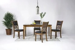 Gia Dining Table & 4 Chairs In Dark Brown