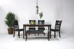 Gia Dining Table, 4 Chairs & Bench In Light Brown