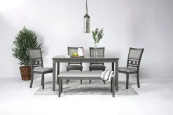 Gia Dining Table, 4 Chairs & Bench In Light Brown