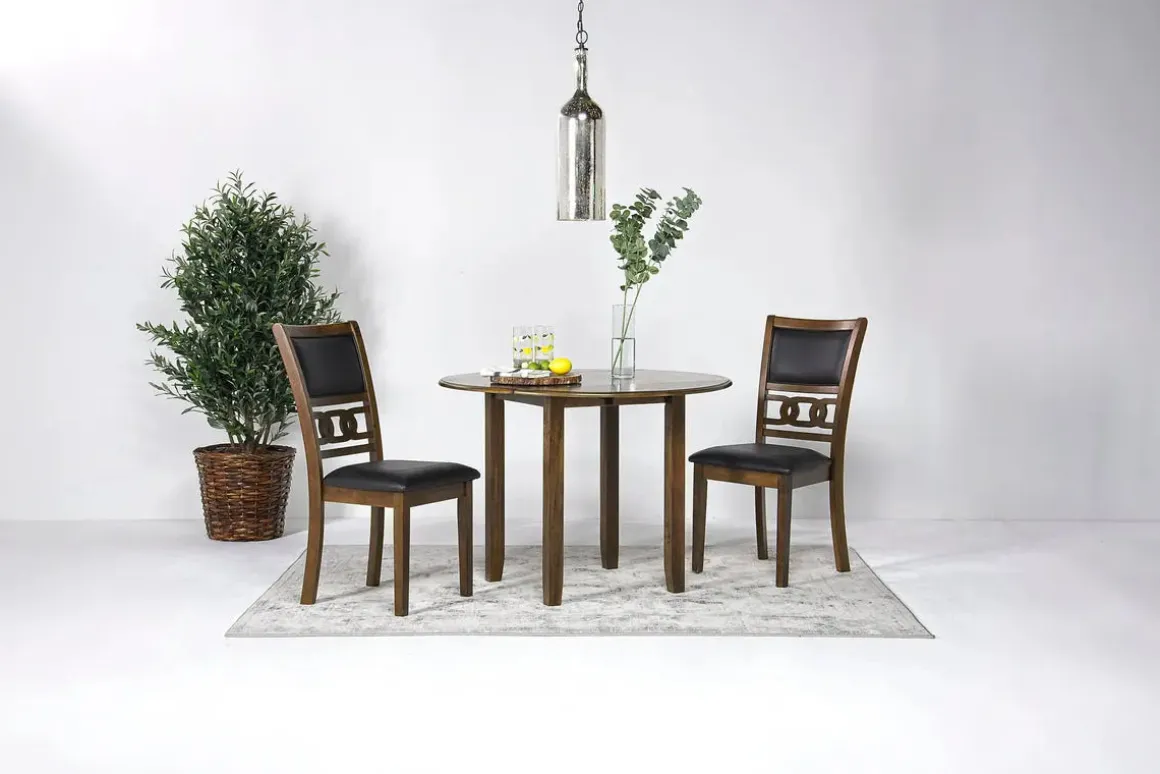 Gia Extendable Round Dining Table & 2 Chairs In Dark Brown