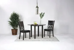 Gia Extendable Round Dining Table & 2 Chairs In Dark Brown