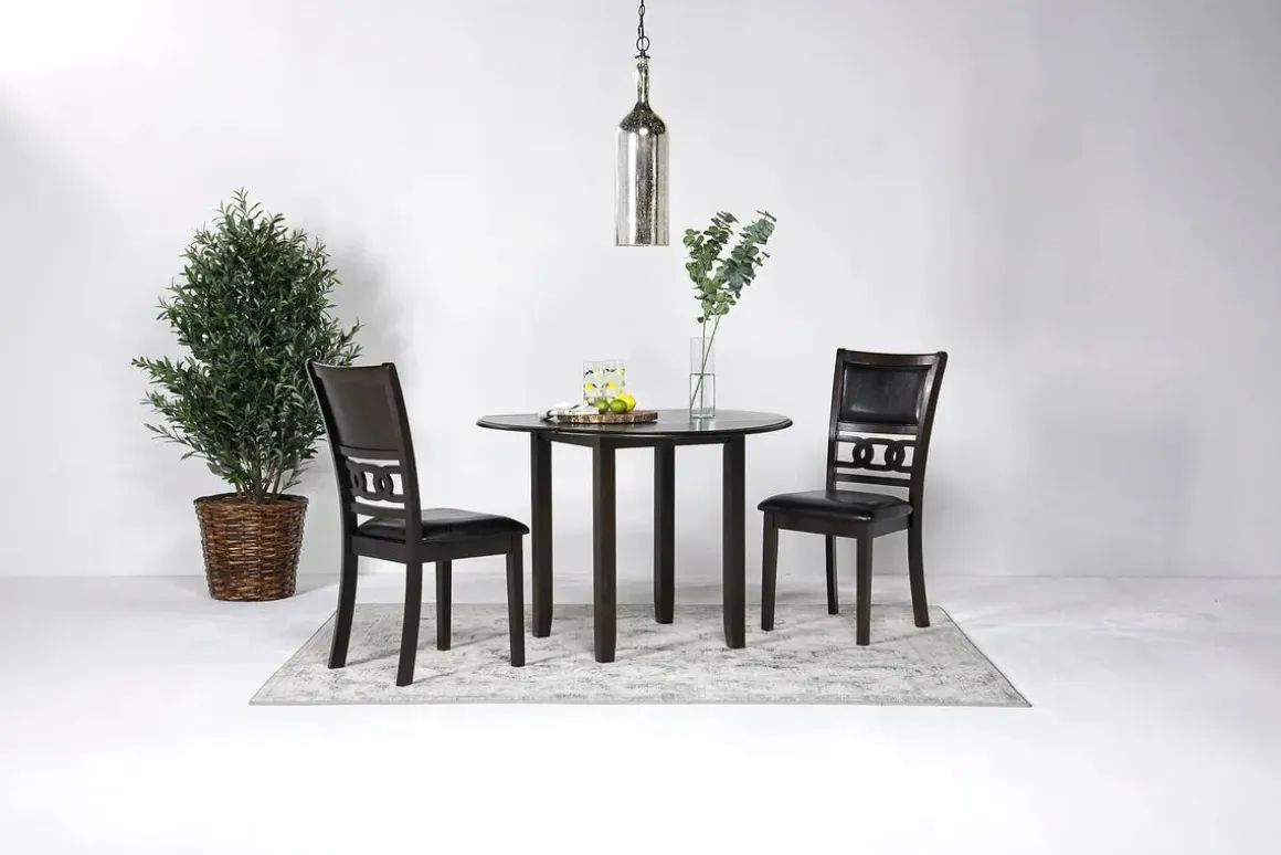 Gia Extendable Round Dining Table & 2 Chairs In Dark Brown