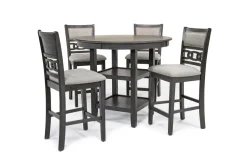Gia Round Counter Height Dining Table & 4 Stools In Gray