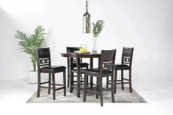 Gia Round Counter Height Dining Table & 4 Stools In Gray
