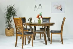 Gia Round Dining Table & 4 Chairs In Dark Brown