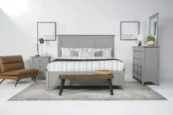 Grace Panel Bed, Dresser, Mirror & Nightstand In Snowfall, Full