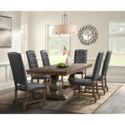 Gramercy Dining Table & 6 Tall Back Chairs In Walnut