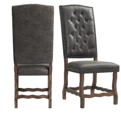 Gramercy Tufted Tall Back Side Chair In Walnut, Set Of 2