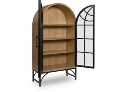 Gwenwhich Glass Door Chest In Natural Brown/Black