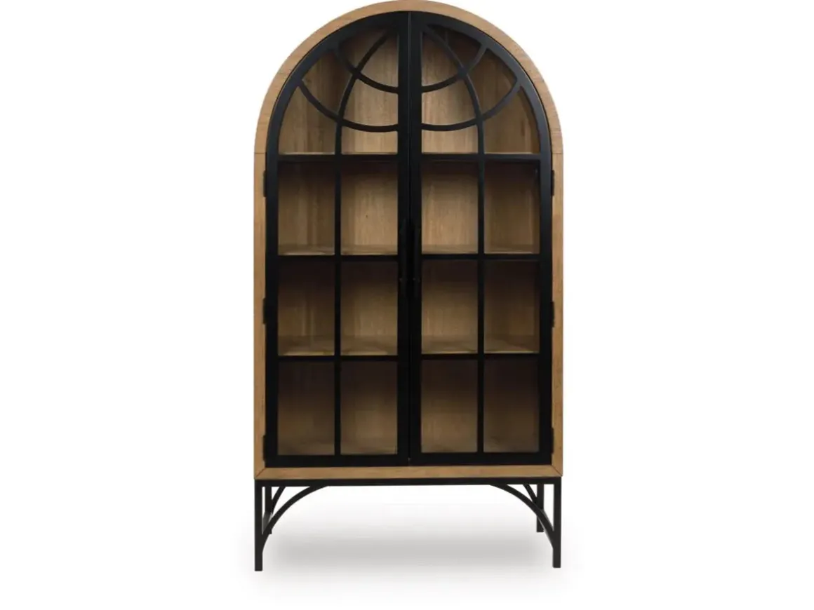 Gwenwhich Glass Door Chest In Natural Brown/Black