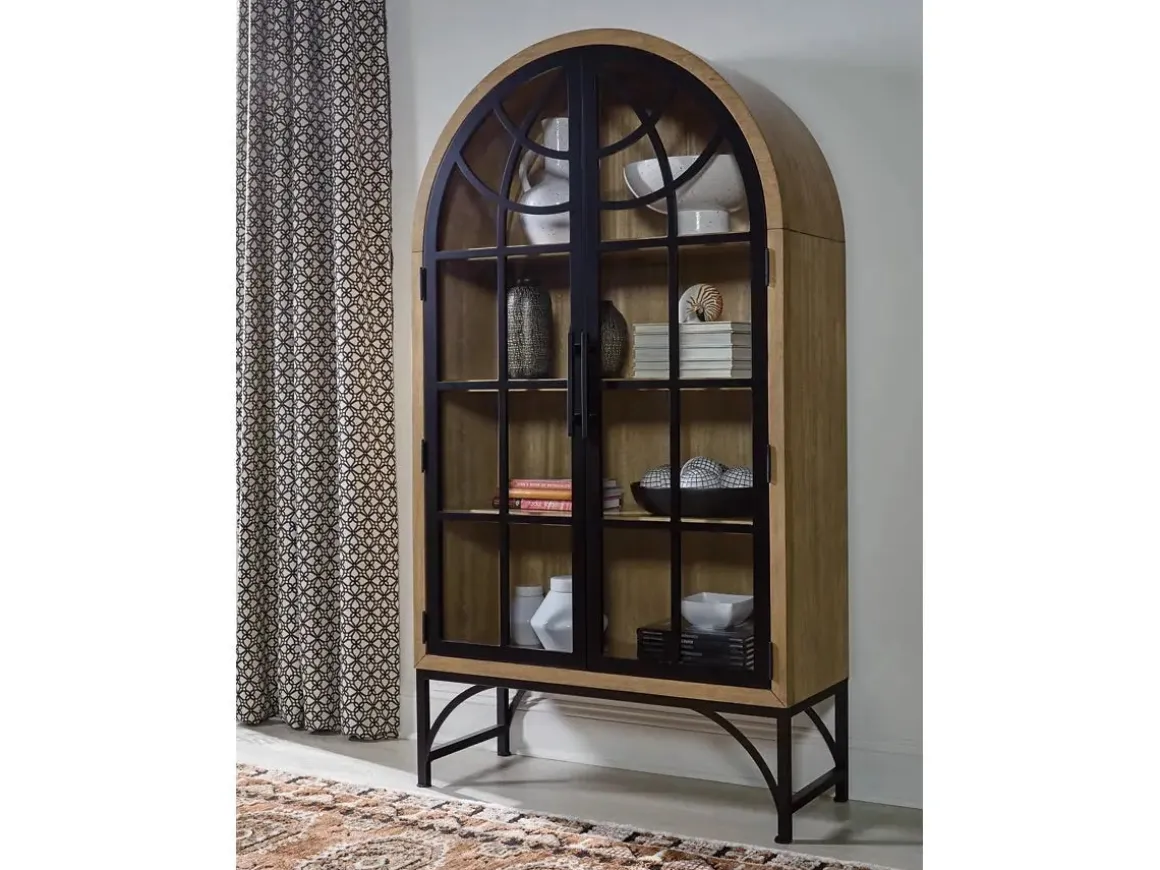 Gwenwhich Glass Door Chest In Natural Brown/Black