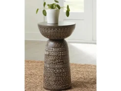 Hadcher Accent Table In Warm Brown And Cream