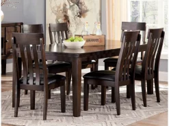 Haddigan Extendable Dining Table & 6 Chairs In Dark Brown