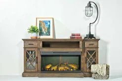 Harbor Console W/ Fireplace Insert In Brown, 70 Inch