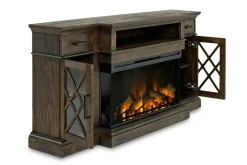 Harbor Console W/ Fireplace Insert In Brown, 70 Inch