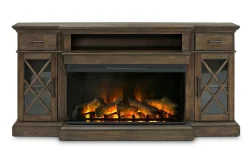 Harbor Console W/ Fireplace Insert In Brown, 70 Inch