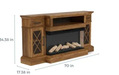 Harbor Console W/ Fireplace Insert In Brown, 70 Inch