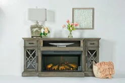 Harbor Console W/ Fireplace Insert In Brown, 70 Inch