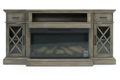 Harbor Console W/ Fireplace Insert In Brown, 70 Inch
