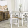 Harlin Round Counter Height Dining Table & 4 Stools In White/Brown