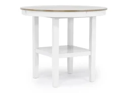 Harlin Round Counter Height Dining Table & 4 Stools In White/Brown