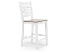 Harlin Round Counter Height Dining Table & 4 Stools In White/Brown