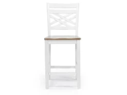 Harlin Round Counter Height Dining Table & 4 Stools In White/Brown