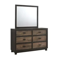Harlington Panel Bed, Dresser, Mirror & Nightstand In Walnut, Full