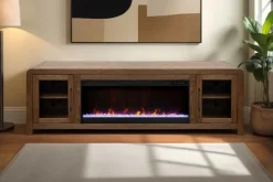 Haven Fireplace Console In Brown, 81 Inch