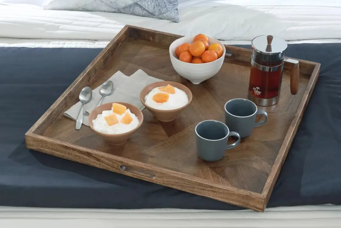 Heddford Tray In Honey Brown Finish