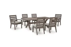 Hillside Barn Outdoor Dining Table, 4 Side Chairs & 2 Arm Chairs In Gray/Brown