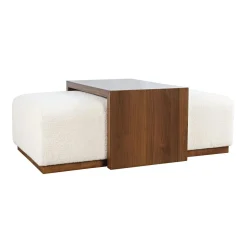 Hudson Cockatil Ottoman W/ Table In White