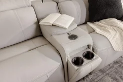 Imperial 6 Piece 2 Power Sectional W/ 2 Power Armless Recliner In Blanca Light Gray Leather