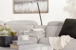 Imperial 6 Piece 2 Power Sectional W/ 2 Power Armless Recliner In Blanca Light Gray Leather