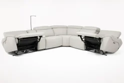 Imperial 6 Piece 2 Power Sectional In Blanca Light Gray Leather