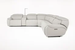 Imperial 6 Piece 2 Power Sectional In Blanca Light Gray Leather
