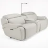 Imperial 2 Power Console Loveseat In Blanca Light Gray Leather