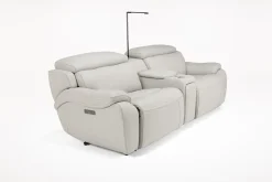 Imperial 2 Power Console Loveseat In Blanca Light Gray Leather